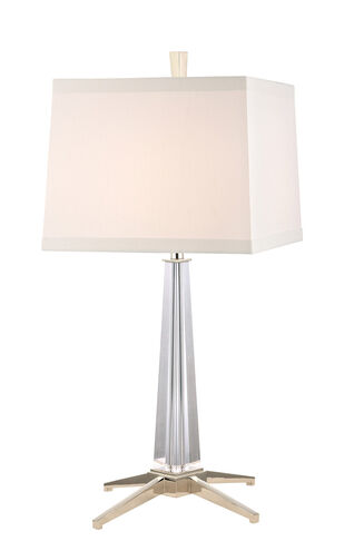 Hindeman 26 inch 100 watt Polished Nickel Table Lamp Portable Light in White Faux Silk