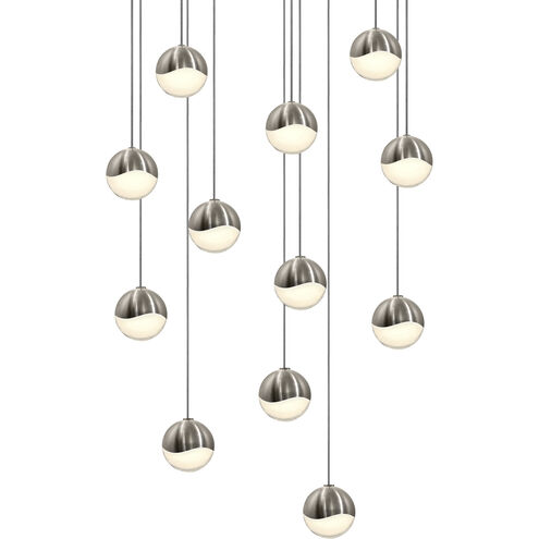 Grapes LED 16 inch Satin Nickel Cluster Pendant Ceiling Light in White Glass