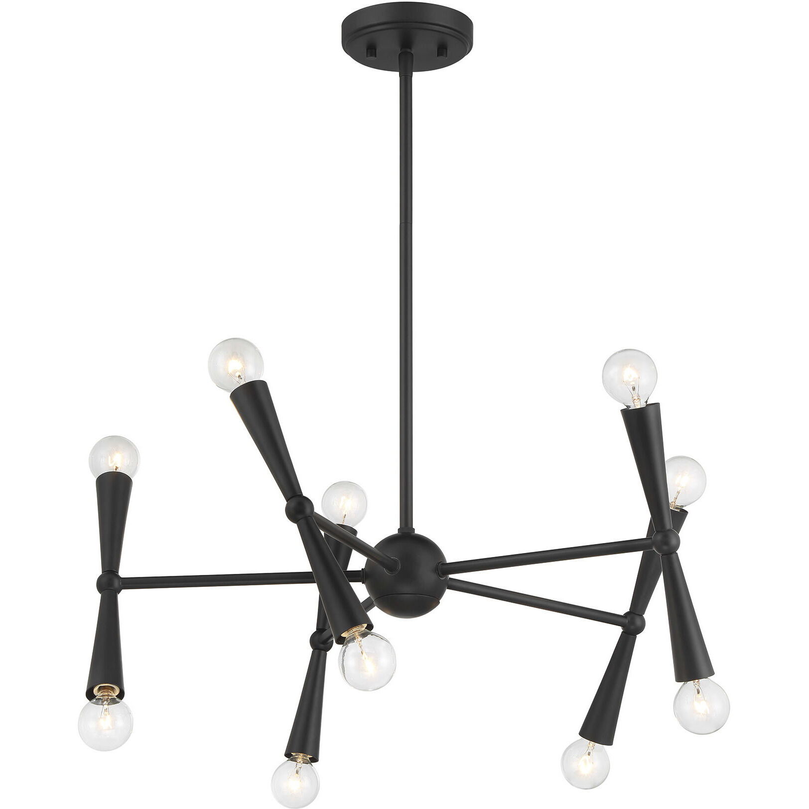 Contemporary 10 Light 24 inch Matte Black Chandelier Ceiling Light