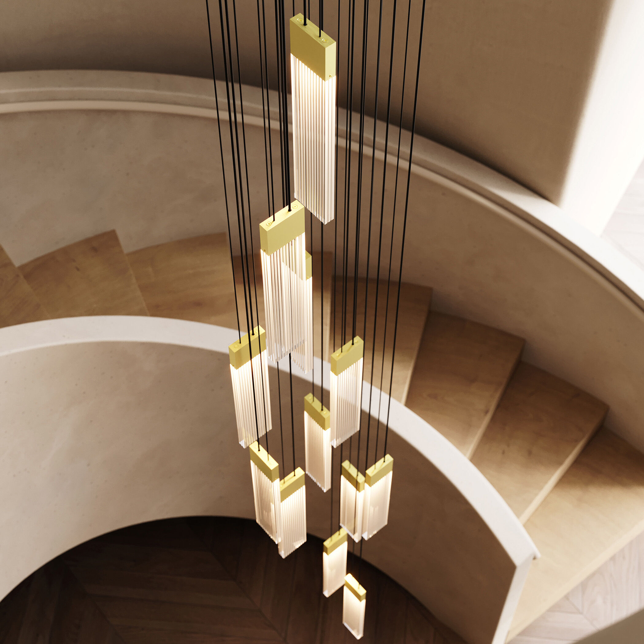 V Panels 6 Light 6.75 inch Brass Pendant Ceiling Light