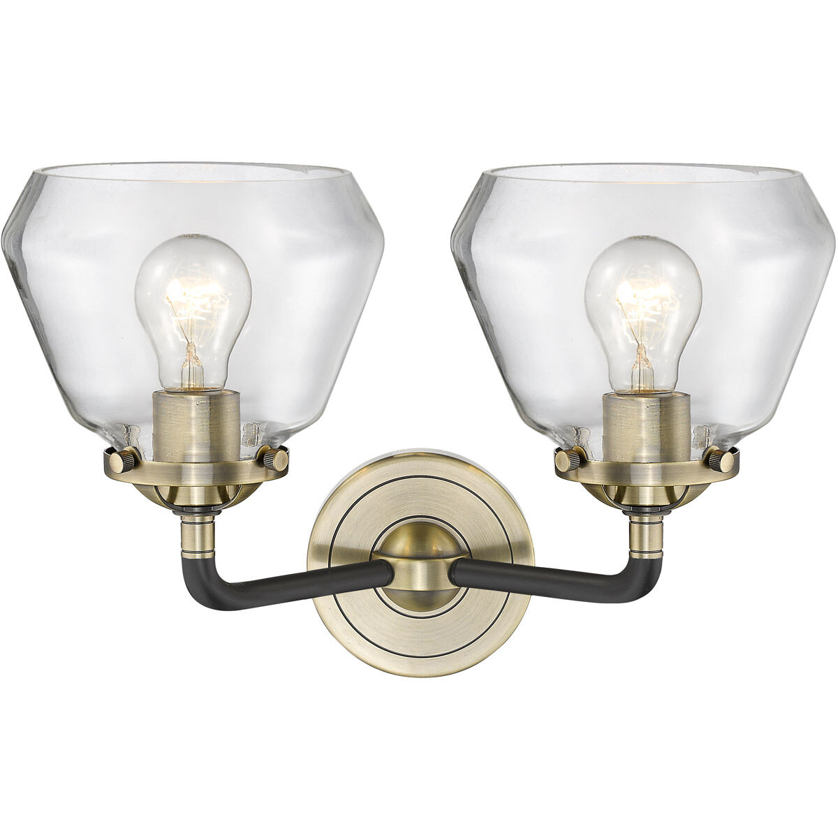 Nouveau Fulton LED 15 inch Black Antique Brass Bath Vanity Light Wall Light in Clear Glass, Nouveau