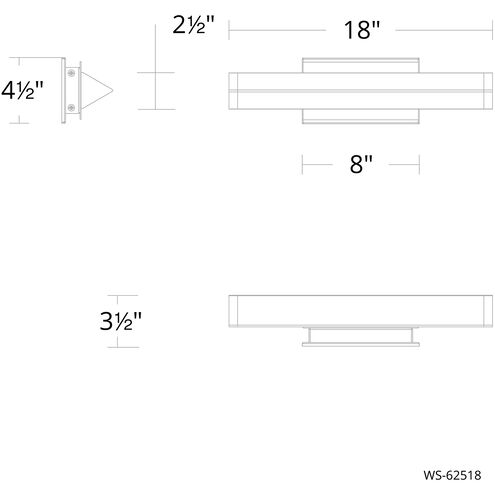 Boulevard LED 18 inch Brushed Nickel Bath Vanity & Wall Light in 4000K, dweLED