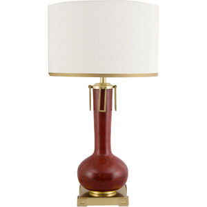 Larry Laslo 31 inch 60.00 watt Oxblood Red/Antique Brass Table Lamp Portable Light