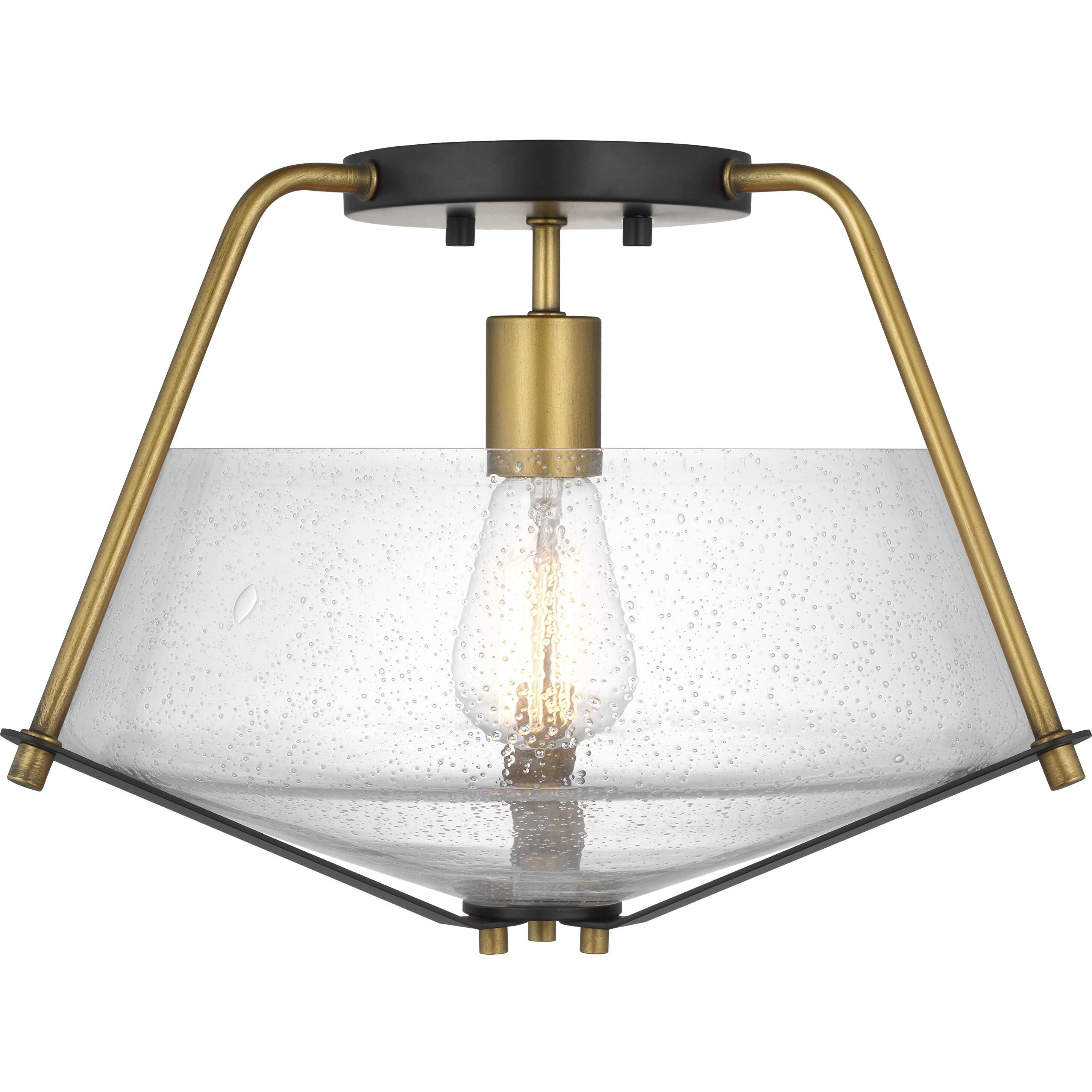 Starlight 1 Light 15.75 inch Matte Black and Natural Brass Semi Flush Mount Ceiling Light