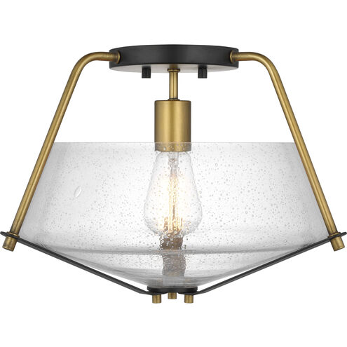 Starlight 1 Light 15.75 inch Matte Black and Natural Brass Semi Flush Mount Ceiling Light