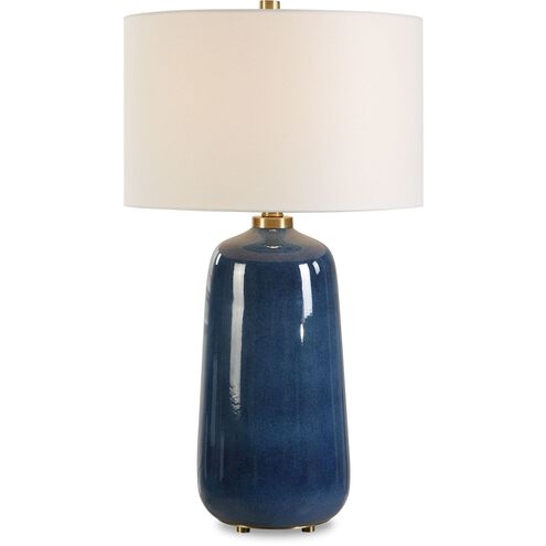 Brae 31.5 inch 150.00 watt Deep Blue Glaze and Brass Table Lamp Portable Light