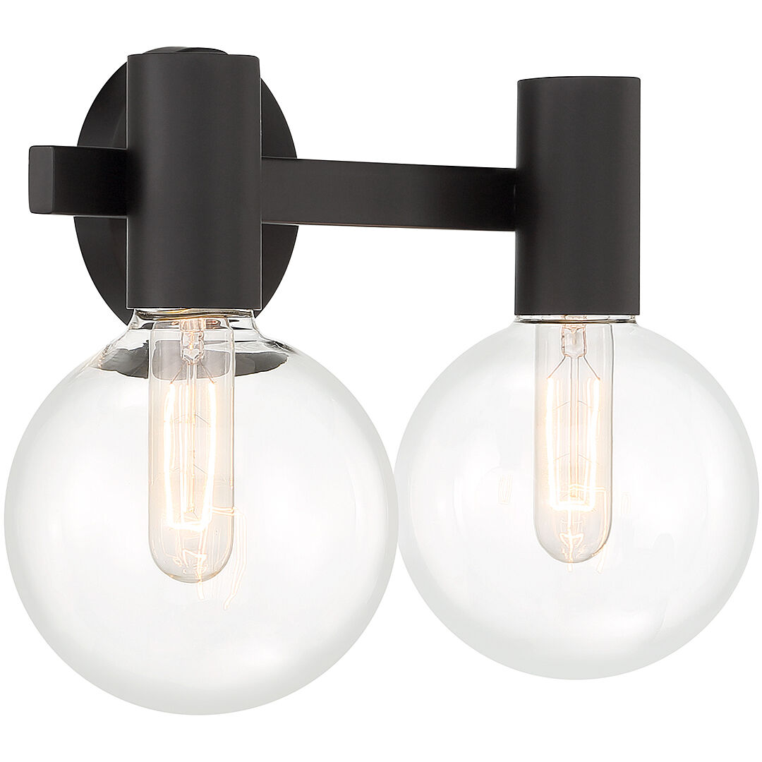 Wright 2 Light 15.5 inch Black Bathroom Vanity Light Wall Light