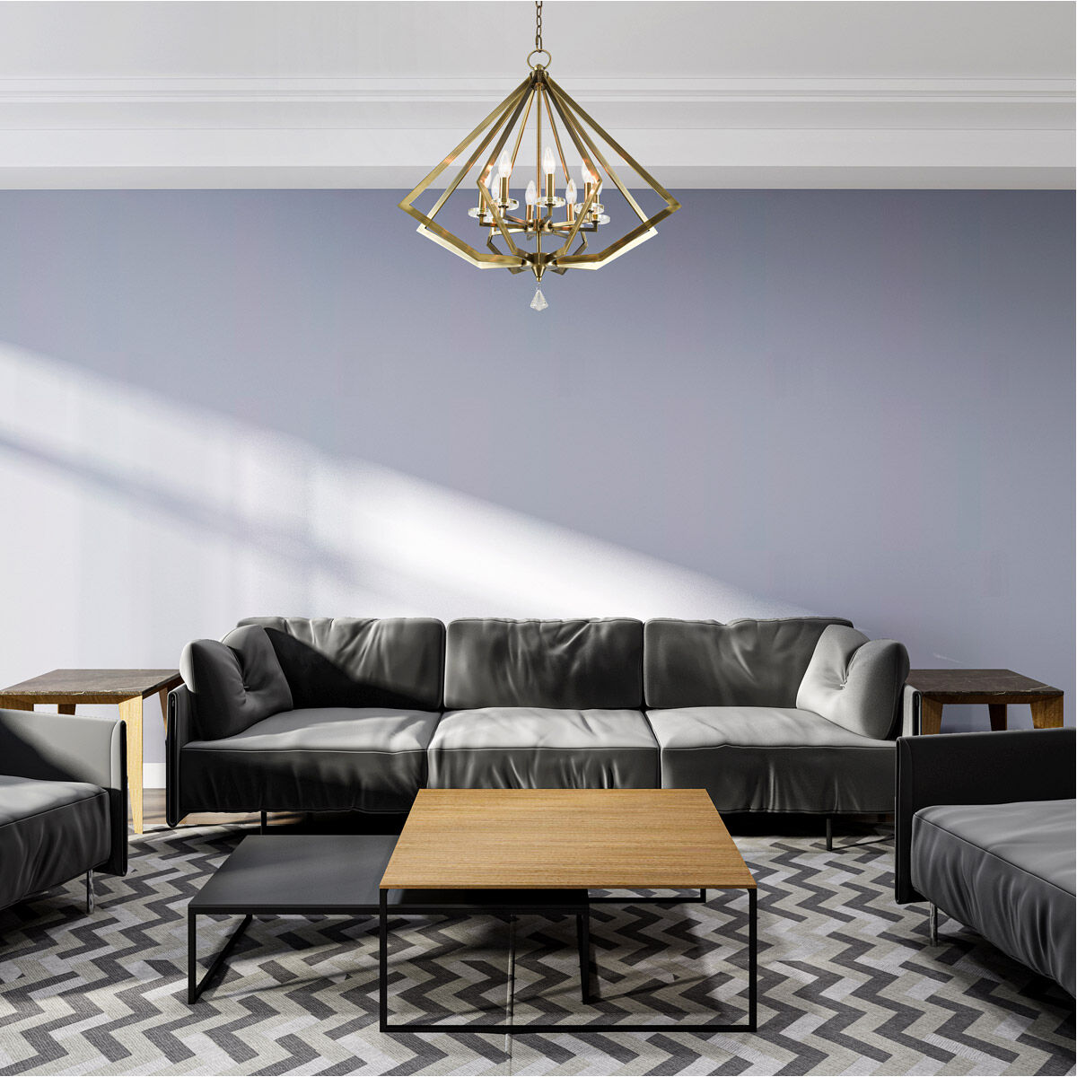 Diamond 8 Light 28 inch Antique Brass Chandelier Ceiling Light