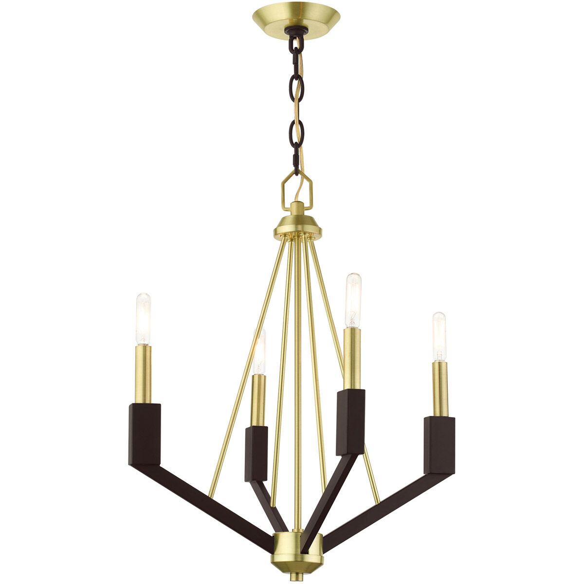 Beckett 4 Light 18 inch Satin Brass Mini Chandelier Ceiling Light