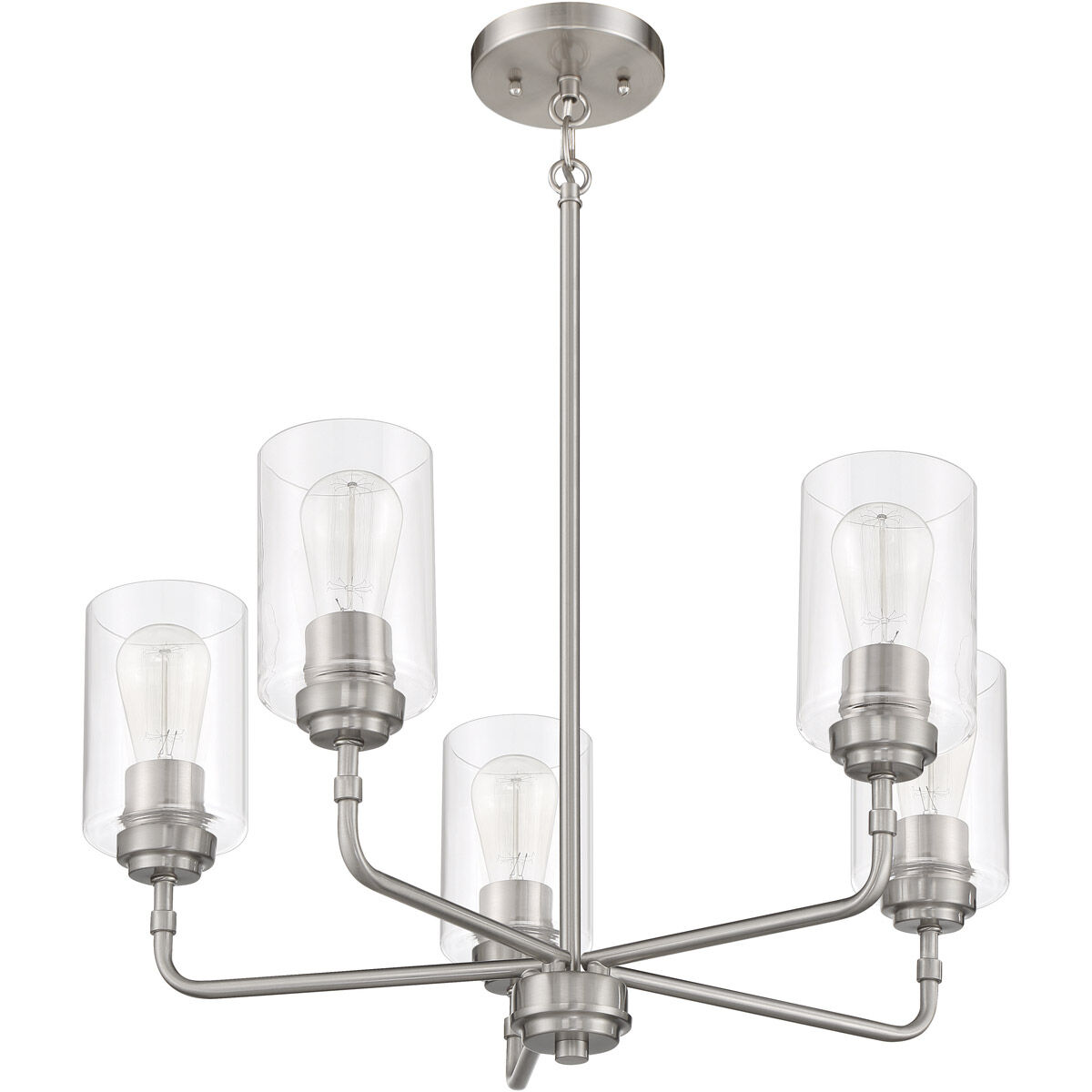 Stowe 5 Light 23 inch Brushed Polished Nickel Chandelier Ceiling Light