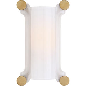 Thomas O'Brien Chirac 1 Light 8.5 inch Hand-Rubbed Antique Brass Sconce Wall Light in White Glass, Small