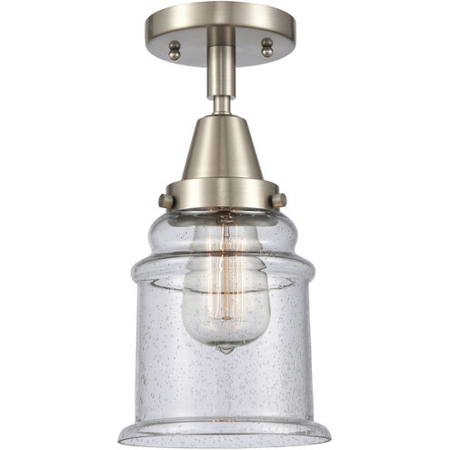 Franklin Restoration Canton 1 Light 6 inch Brushed Satin Nickel Flush Mount Ceiling Light in Seedy Glass