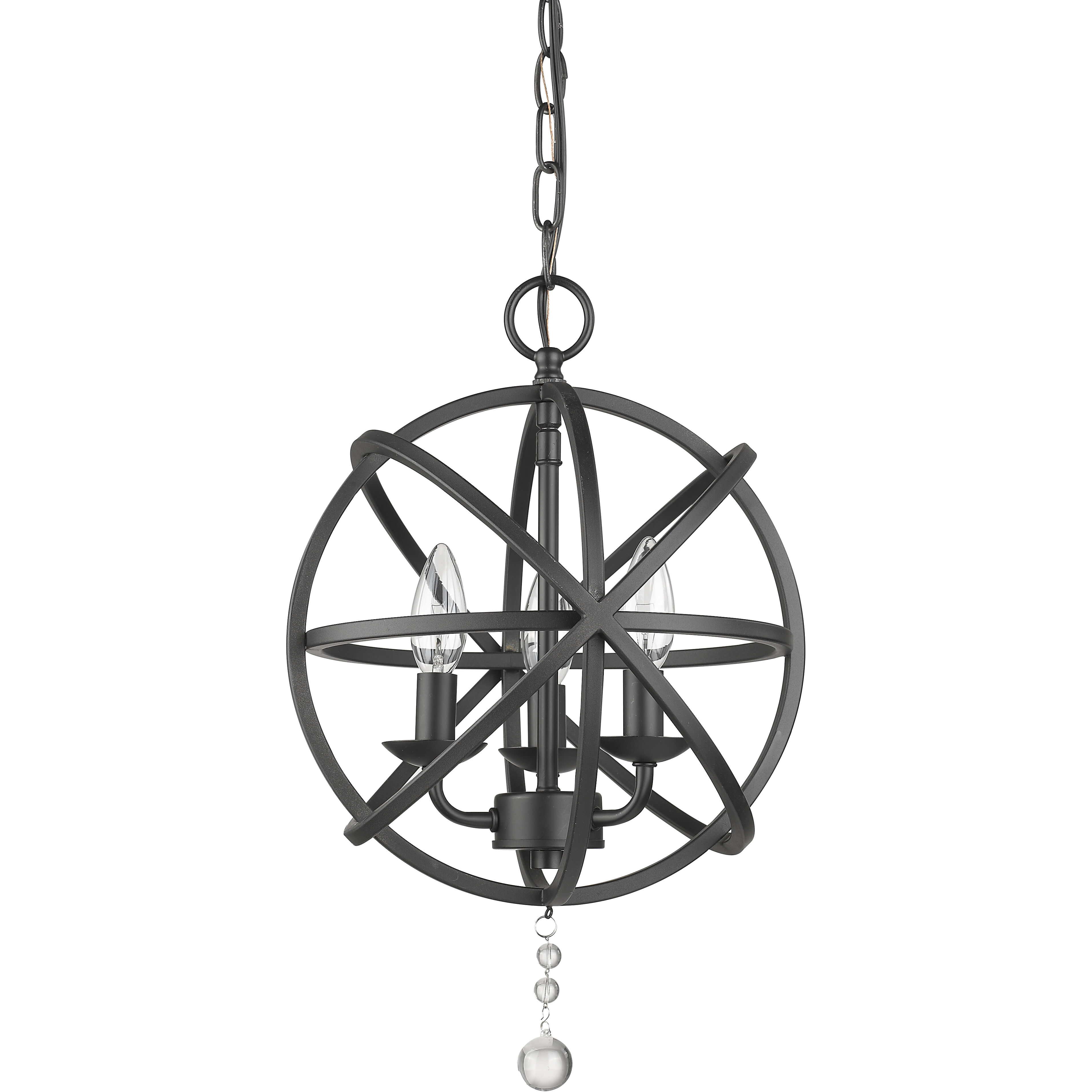 Tull 3 Light 12 inch Matte Black Chandelier Ceiling Light