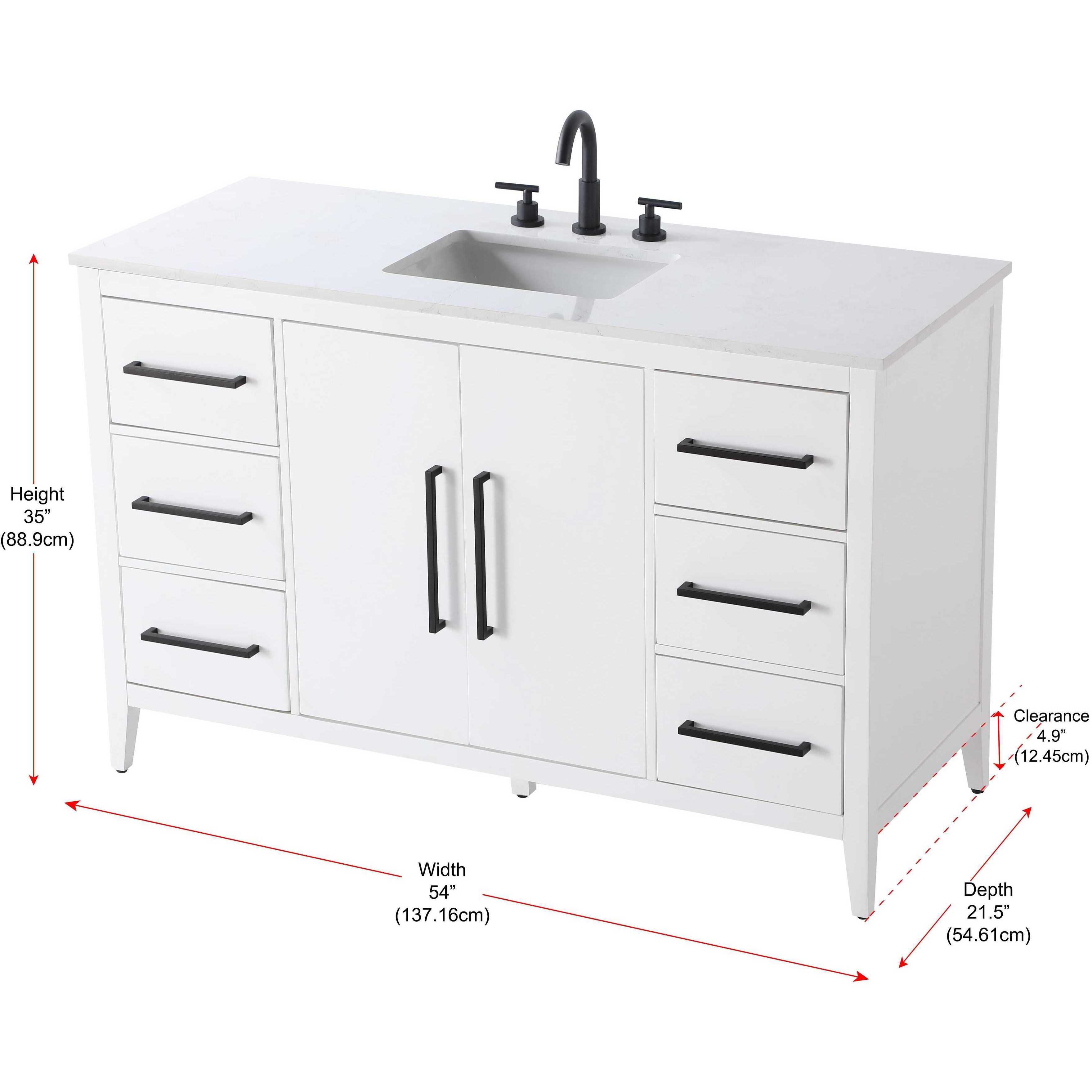 Millie 54 X 35 inch White Bathroom Vanity Cabinet