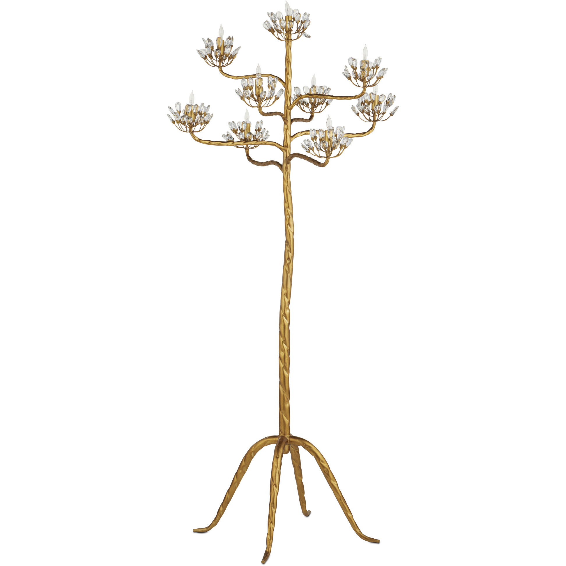 Agave Americana 72 inch 60 watt Contemporary Gold Leaf Floor Candelabra Portable Light, Marjorie Skouras Collection