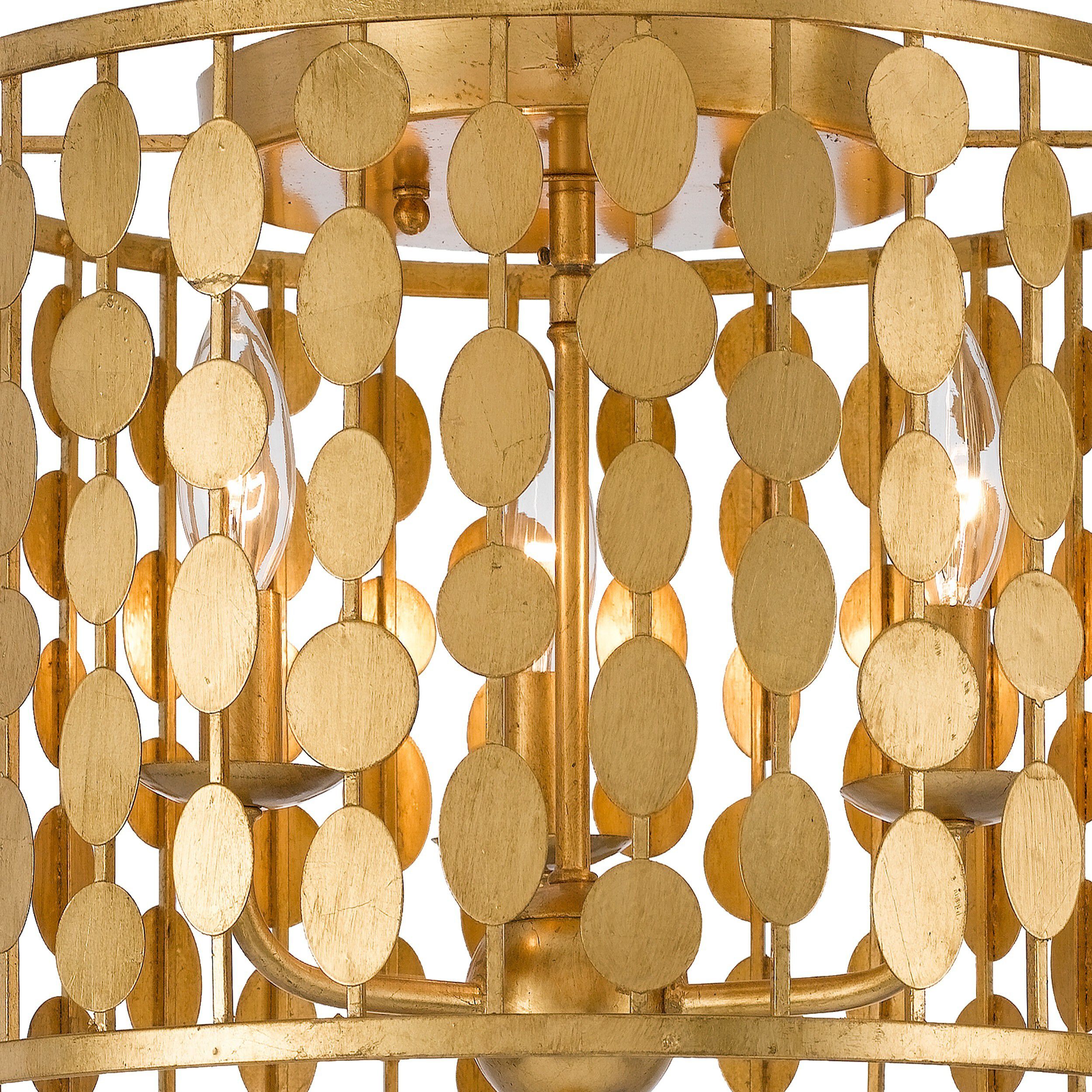 Layla 3 Light 15 inch Antique Gold Flush Ceiling Light