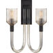 Kelly Wearstler Reverie 2 Light 14 inch Clear Ribbed Glass and Bronze Double Sconce Wall Light in Clear Glass and Bronze