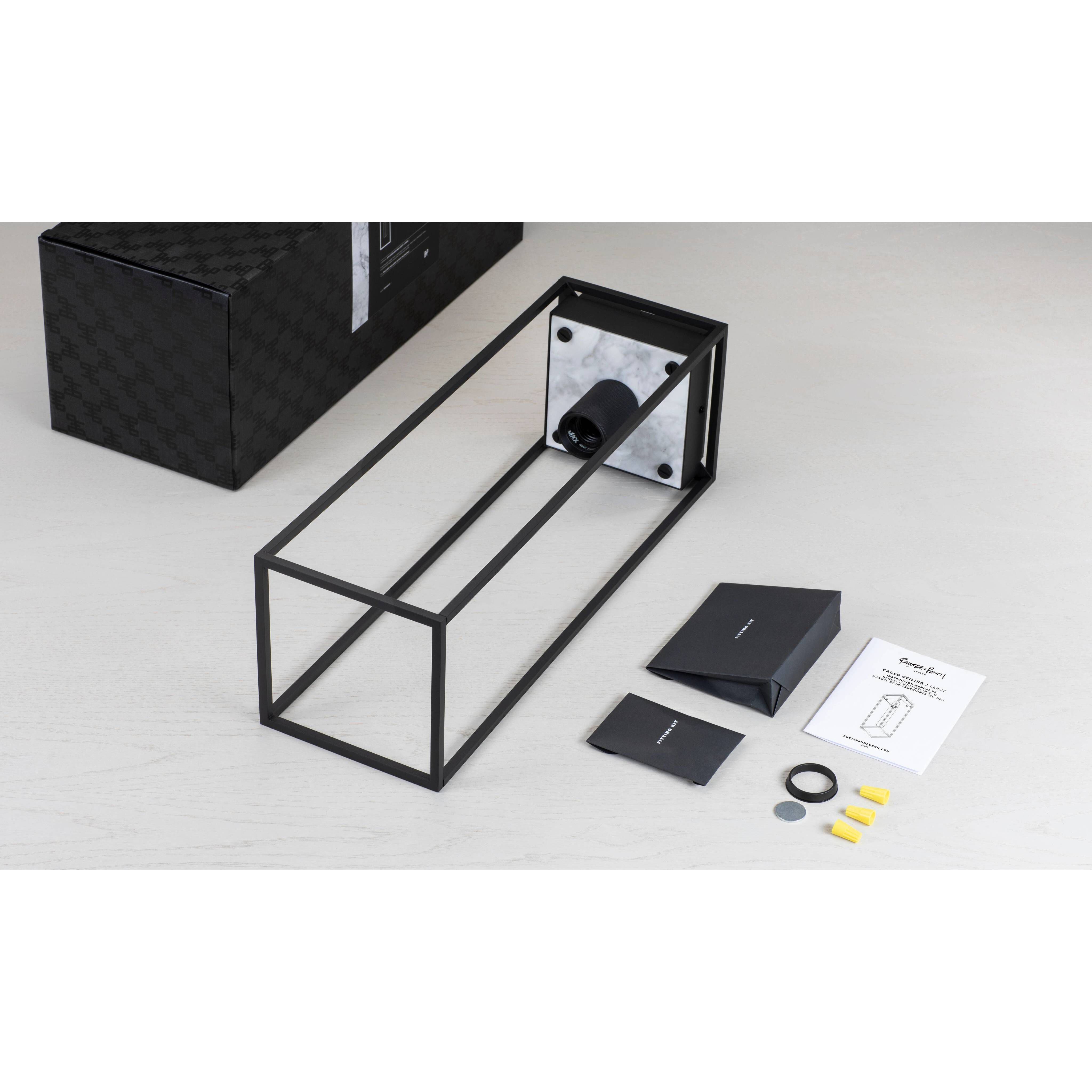 Caged 1 Light 6.69 inch Black Marble Semi-Flush Mount Ceiling Light