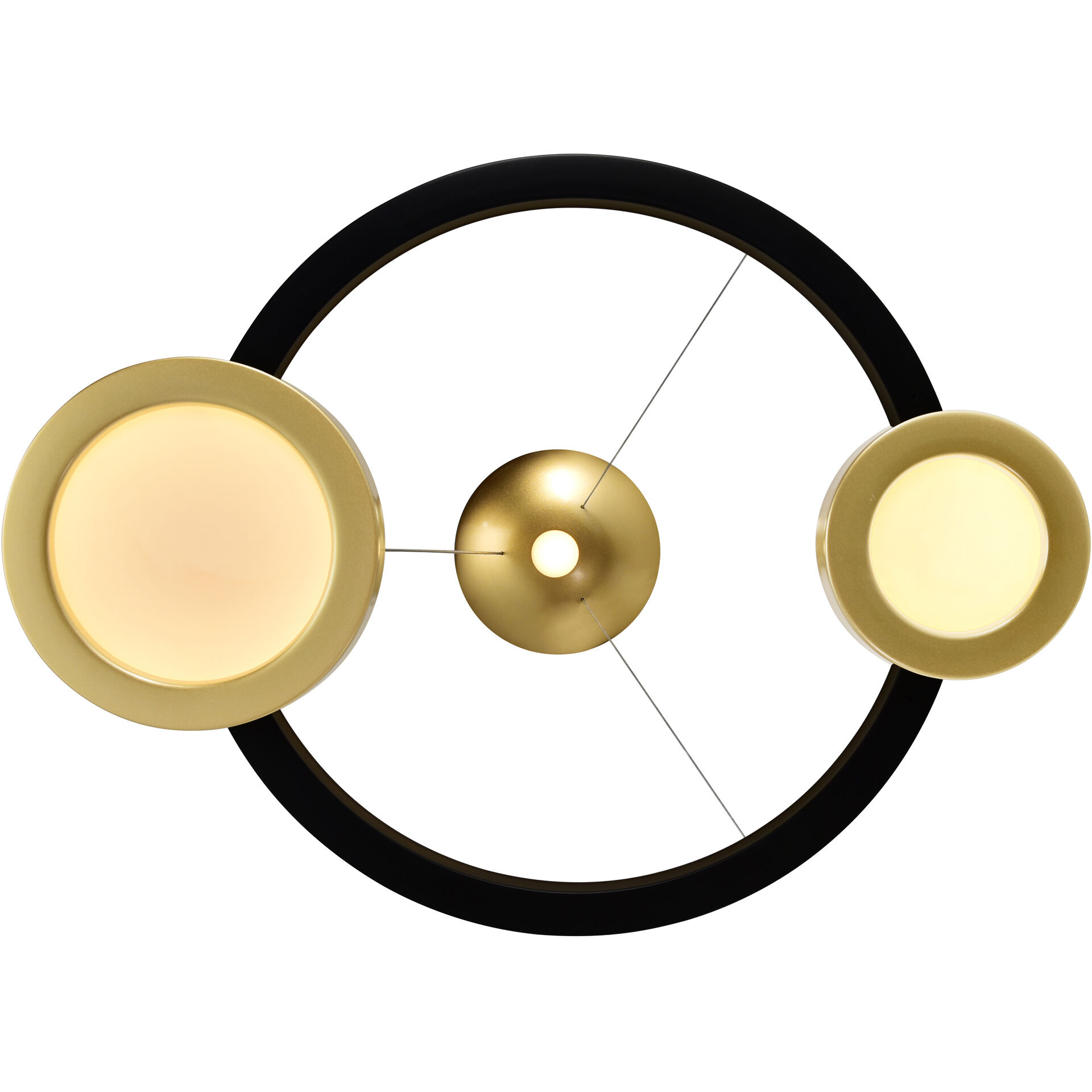 Deux Lunes LED 20 inch Brass and Pearl Black Island/Pool Table Light Ceiling Light