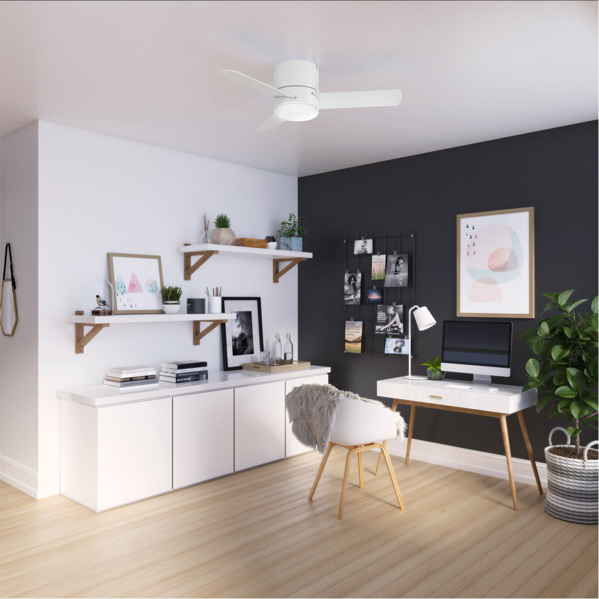 Minimus 44 inch Fresh White with Fresh White/Natural Wood Blades Ceiling Fan