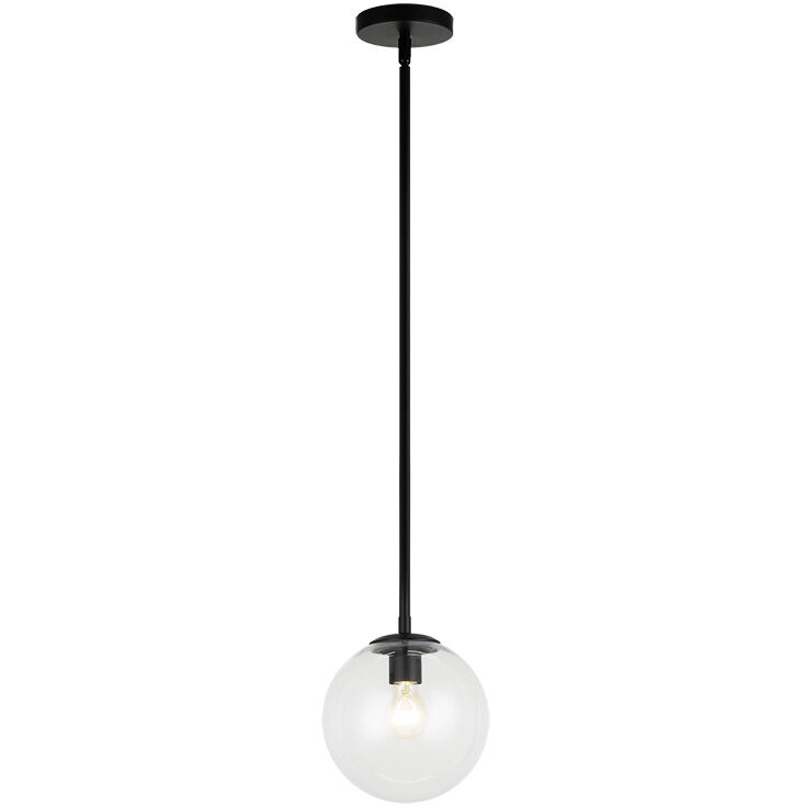 Novo 1 Light 7.88 inch Black Chandelier Ceiling Light in Black and Clear