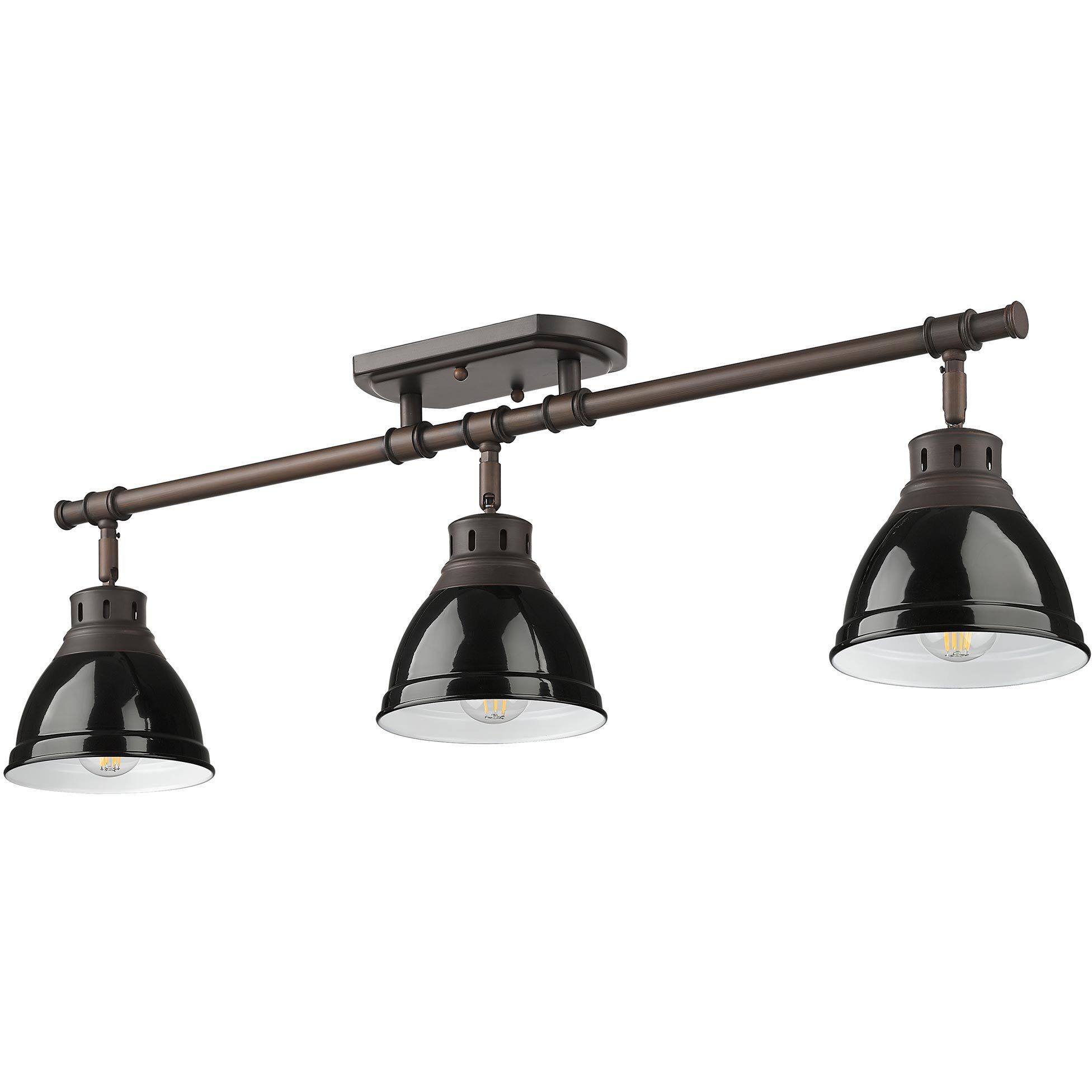 Yep Duncan 3 Light 35.38 inch Rubbed Bronze Semi-Flush Mount Ceiling Light in Black