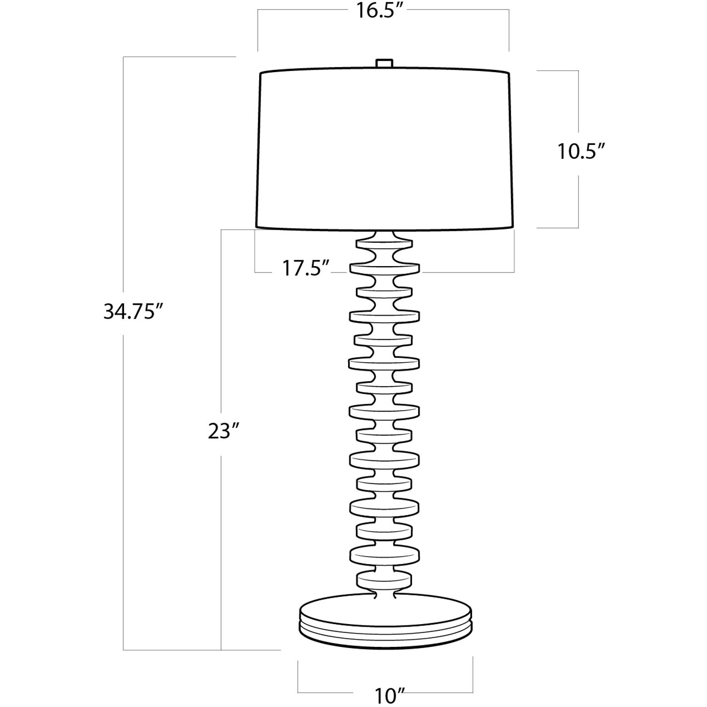 Fishbone 34.75 inch 150 watt White Buffet Lamp Portable Light