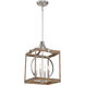 Country Estates 4 Light 14.5 inch Sun Faded Wood/Brushed Nickel Pendant Ceiling Light