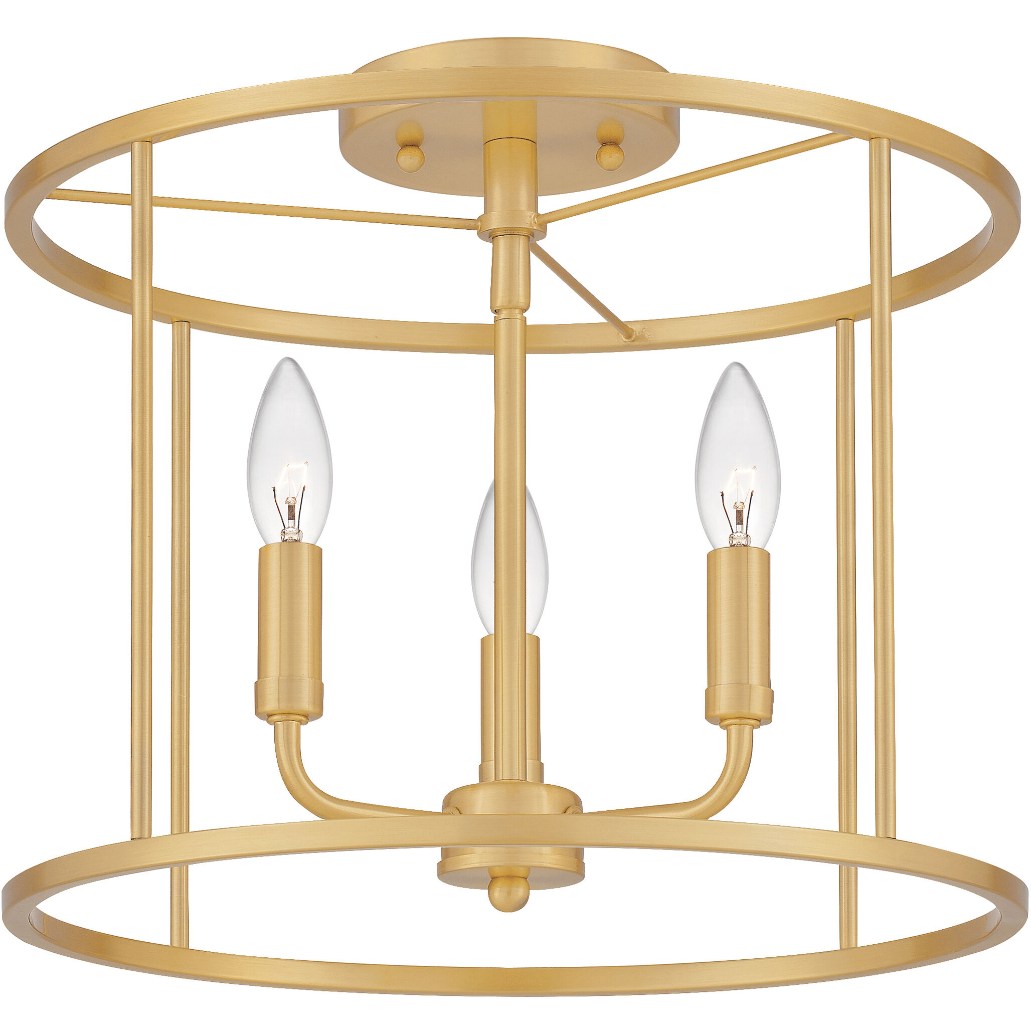Abner 3 Light 14 inch Aged Brass Semi-Flush Mount Ceiling Light