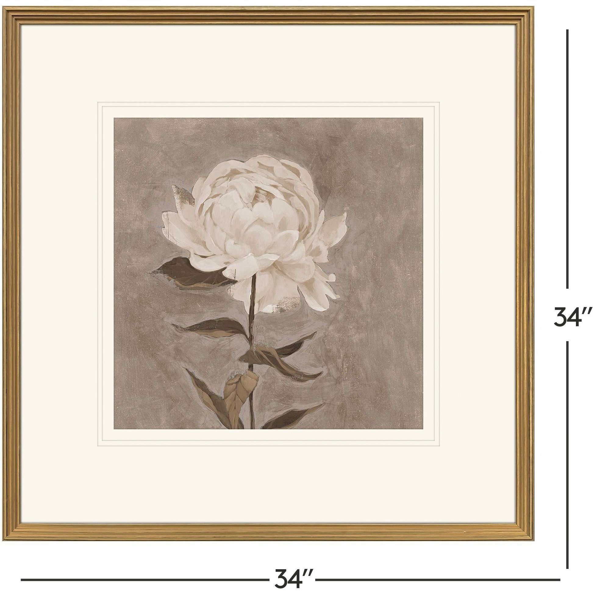 Pretty as a Peony Beige and Brown and Neutral Framed Art