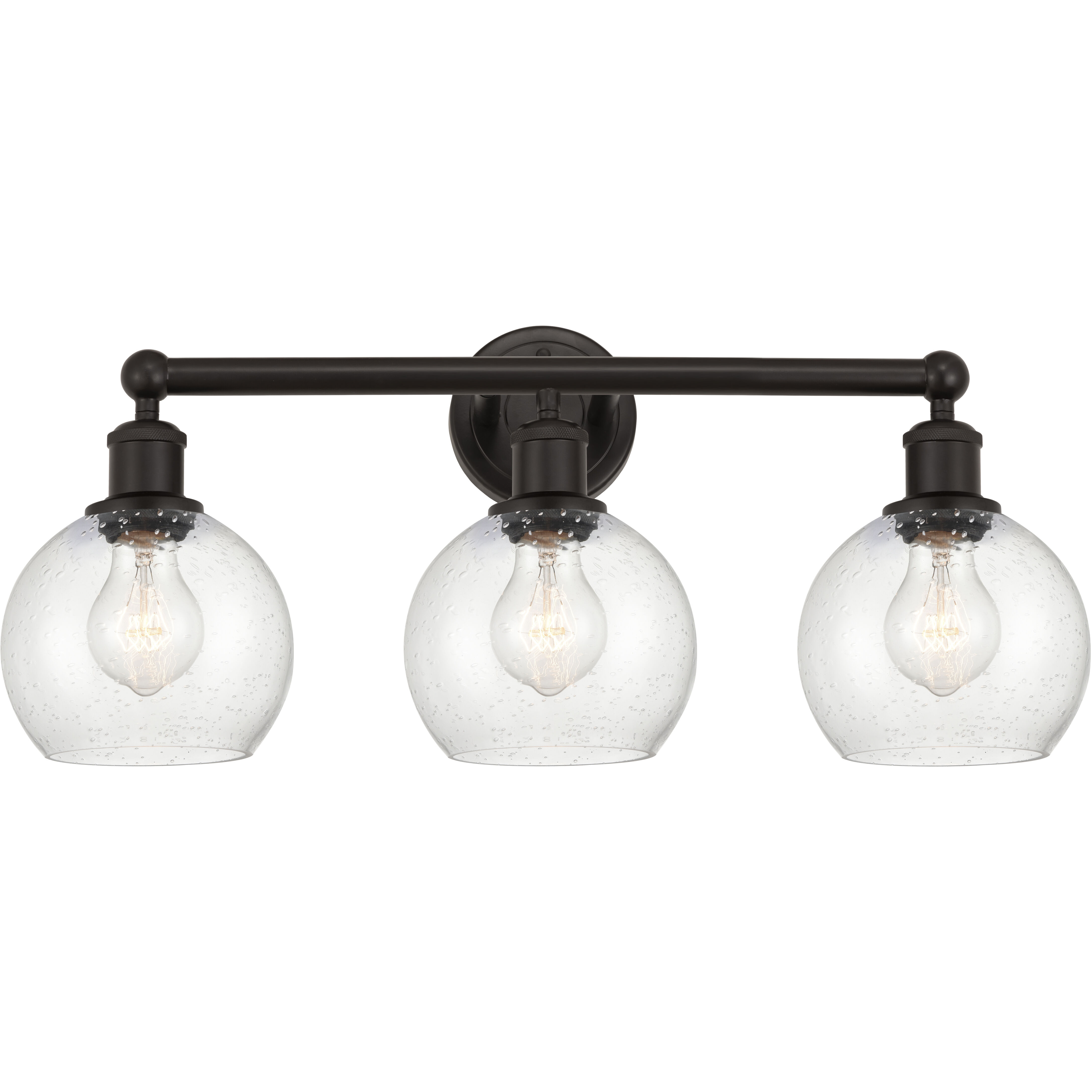 Edison Athens 3 Light 24 inch Oil Rubbed Bronze Bath Vanity Light Wall Light in Seedy Glass