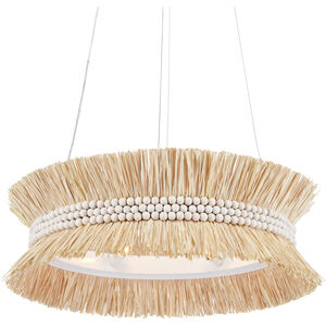 Seychelles 6 Light 33 inch Sugar White/Natural Raffia Chandelier Ceiling Light