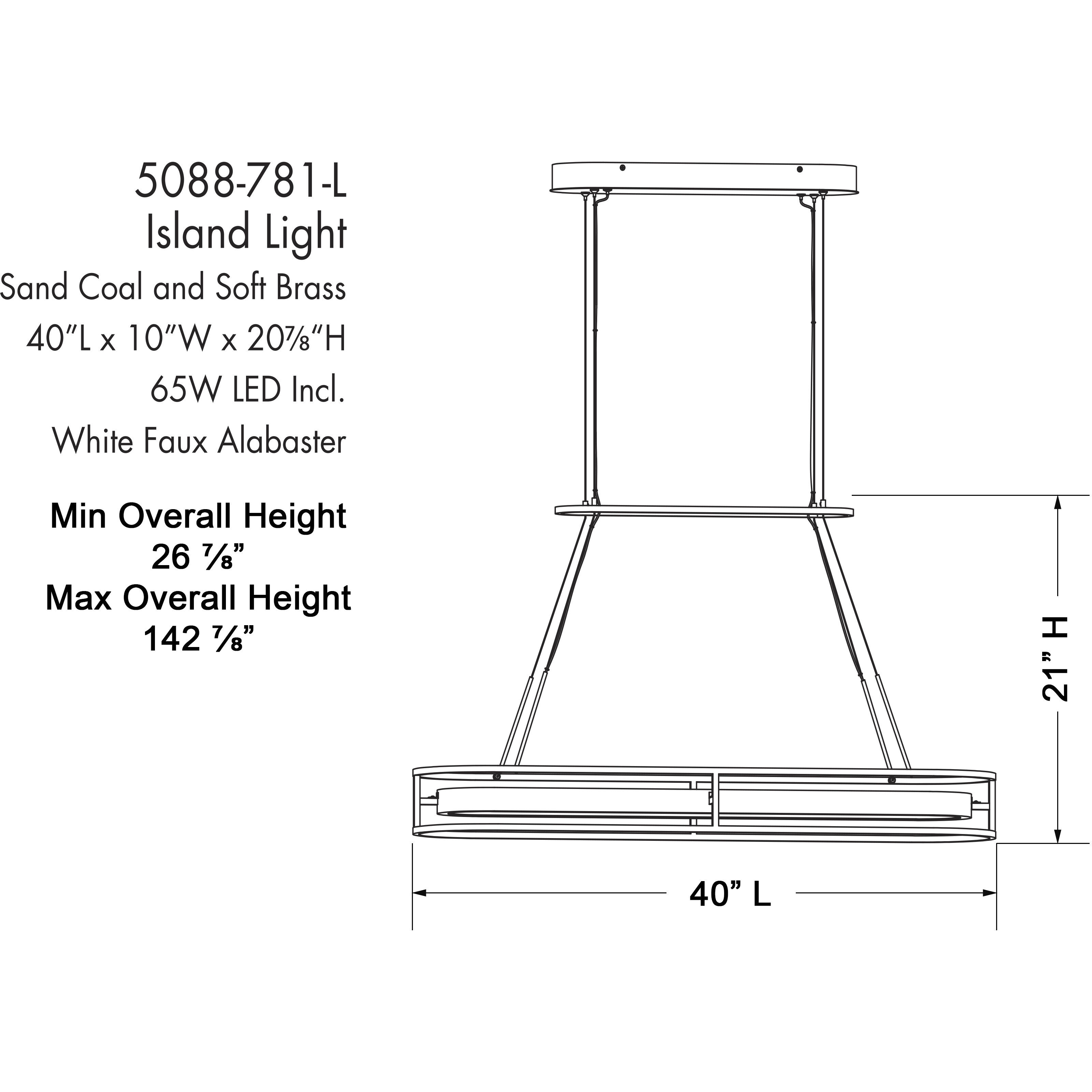 Levitation LED 40 inch Soft Brass And Sand Coal Island Light Ceiling Light