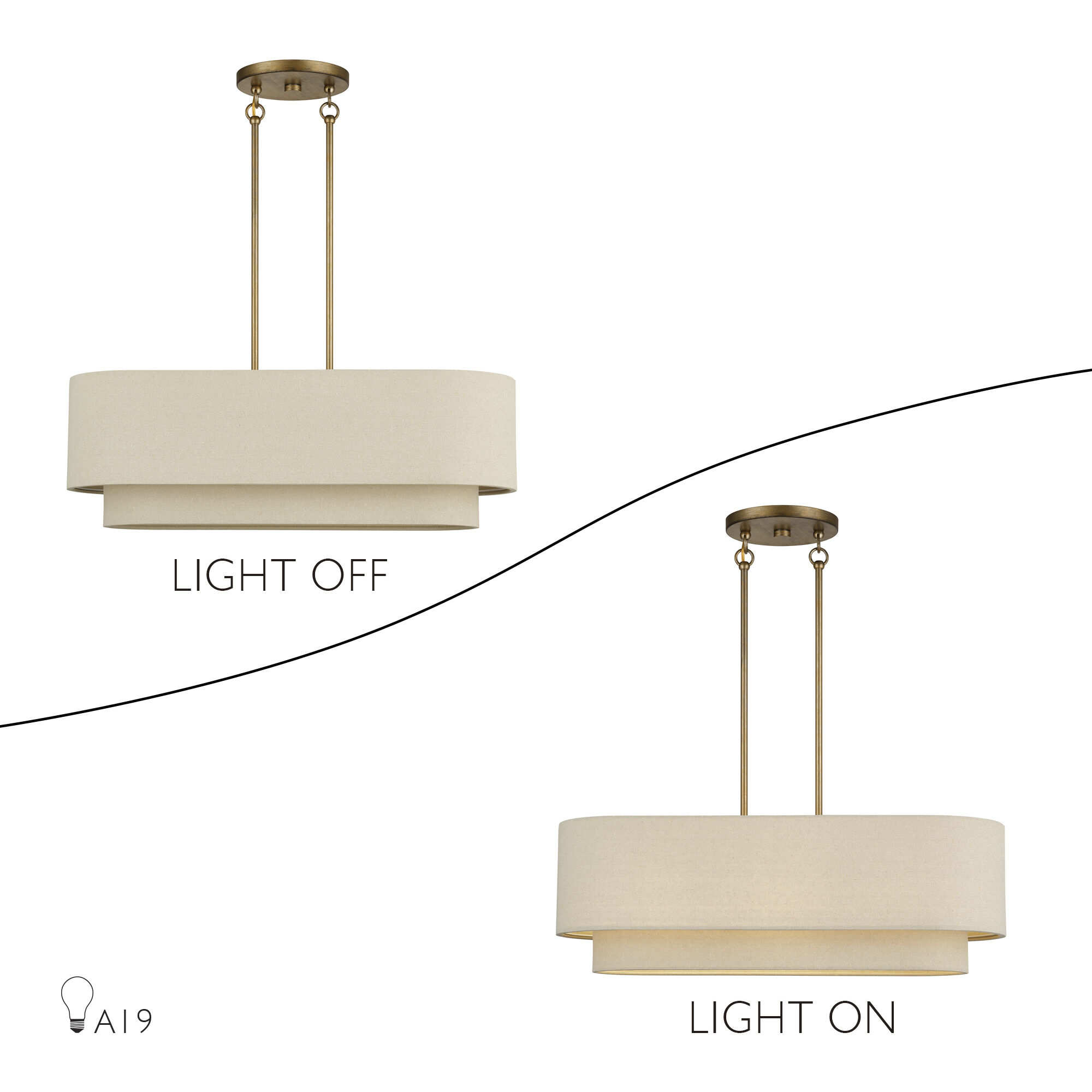 Bellingham 3 Light 30 inch Antique Gold Leaf Linear Chandelier Ceiling Light, Medium