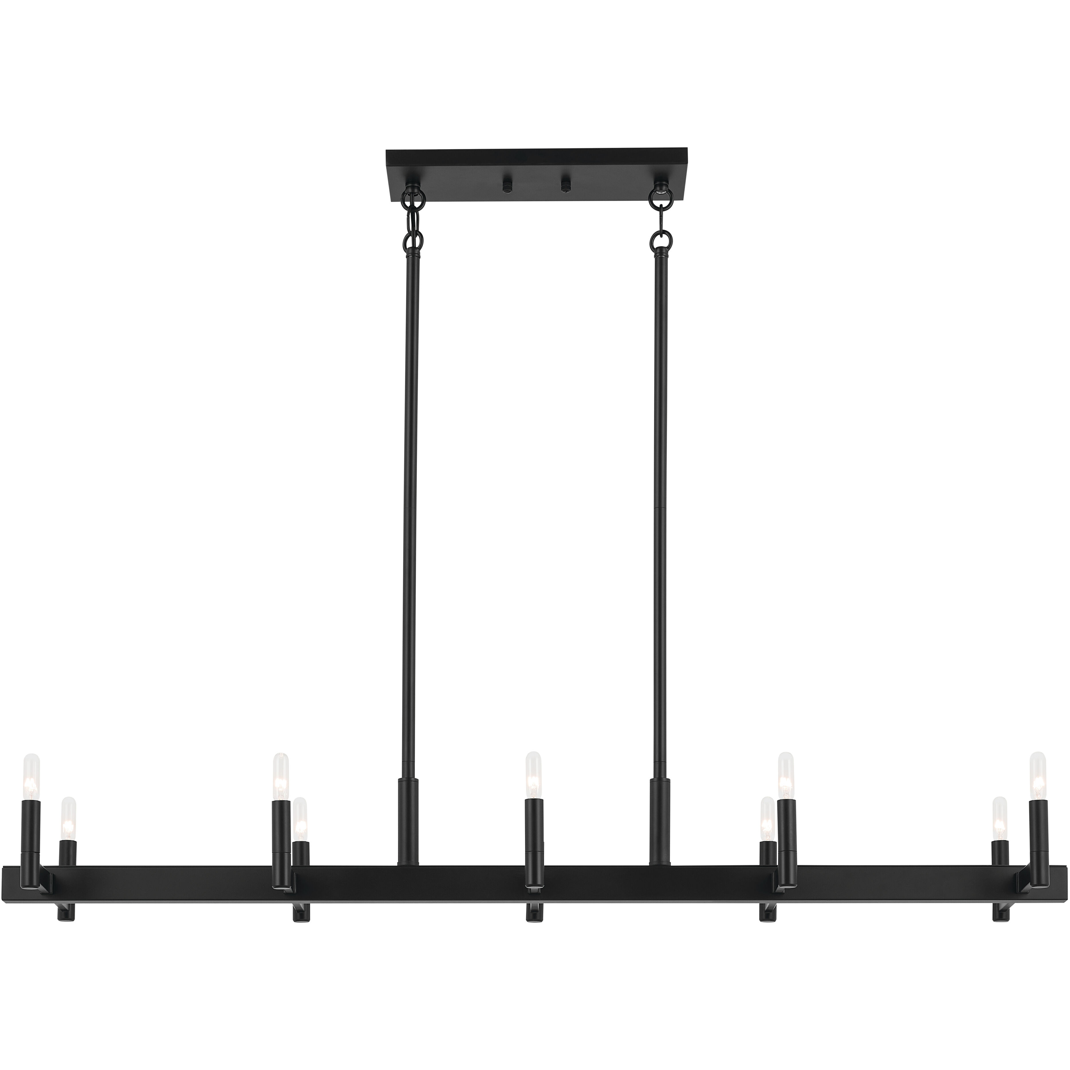 Erzo 10 Light 12.75 inch Black Chandelier Linear Ceiling Light, Single