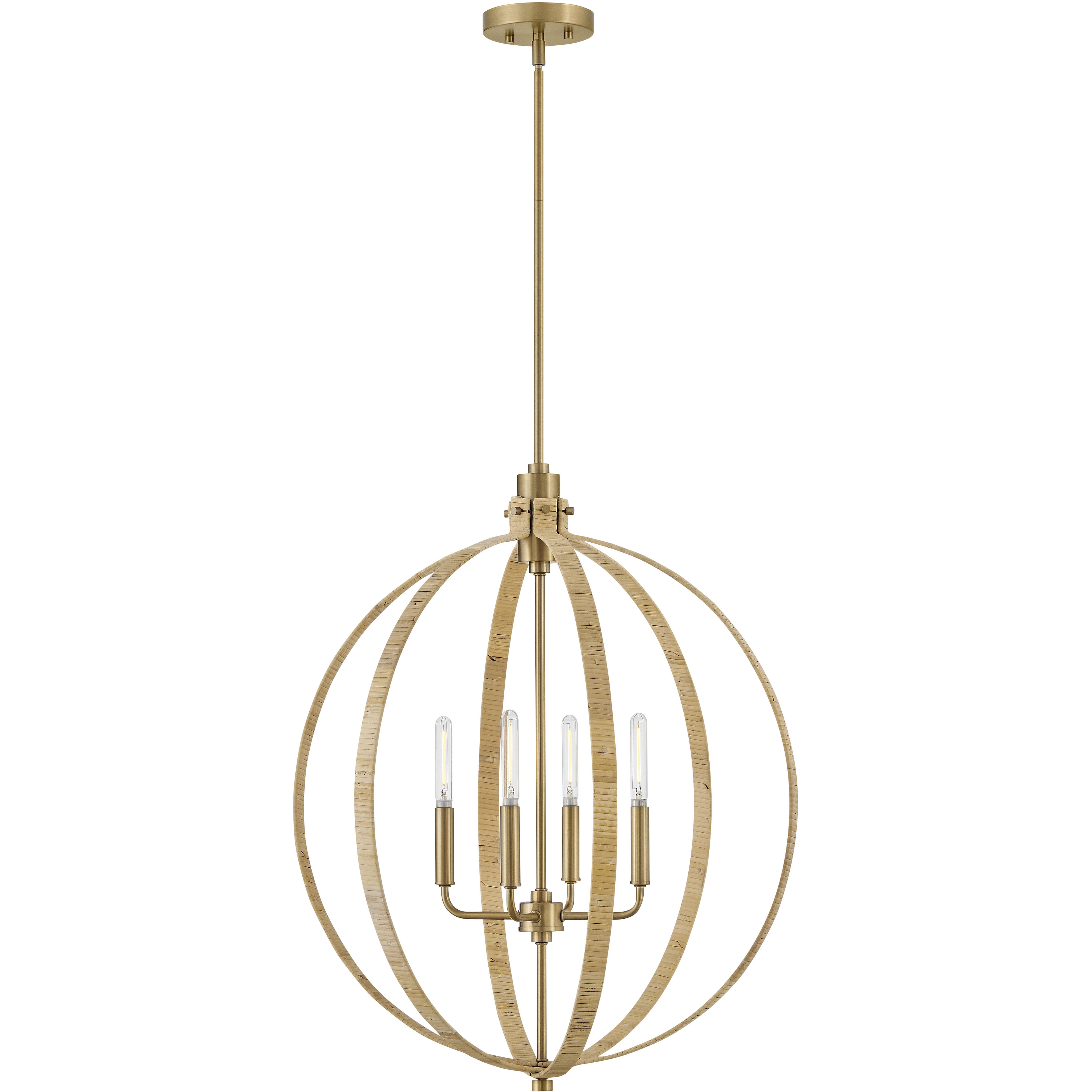 Fallon 4 Light 24 inch Lacquered Brass with Bamboo Chandelier Ceiling Light