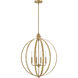Fallon 4 Light 24 inch Lacquered Brass with Bamboo Chandelier Ceiling Light