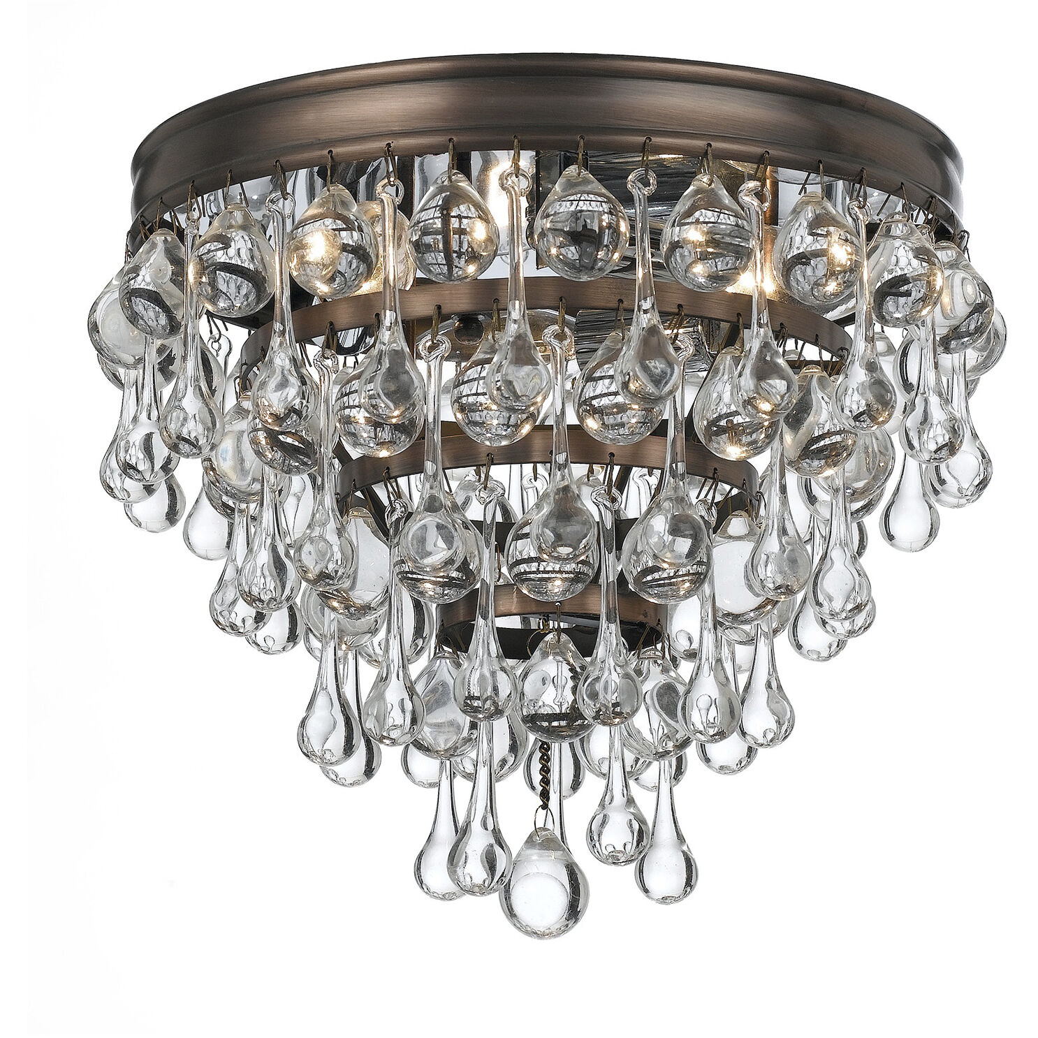 Calypso 3 Light 10.5 inch Vibrant Bronze Flush Ceiling Light