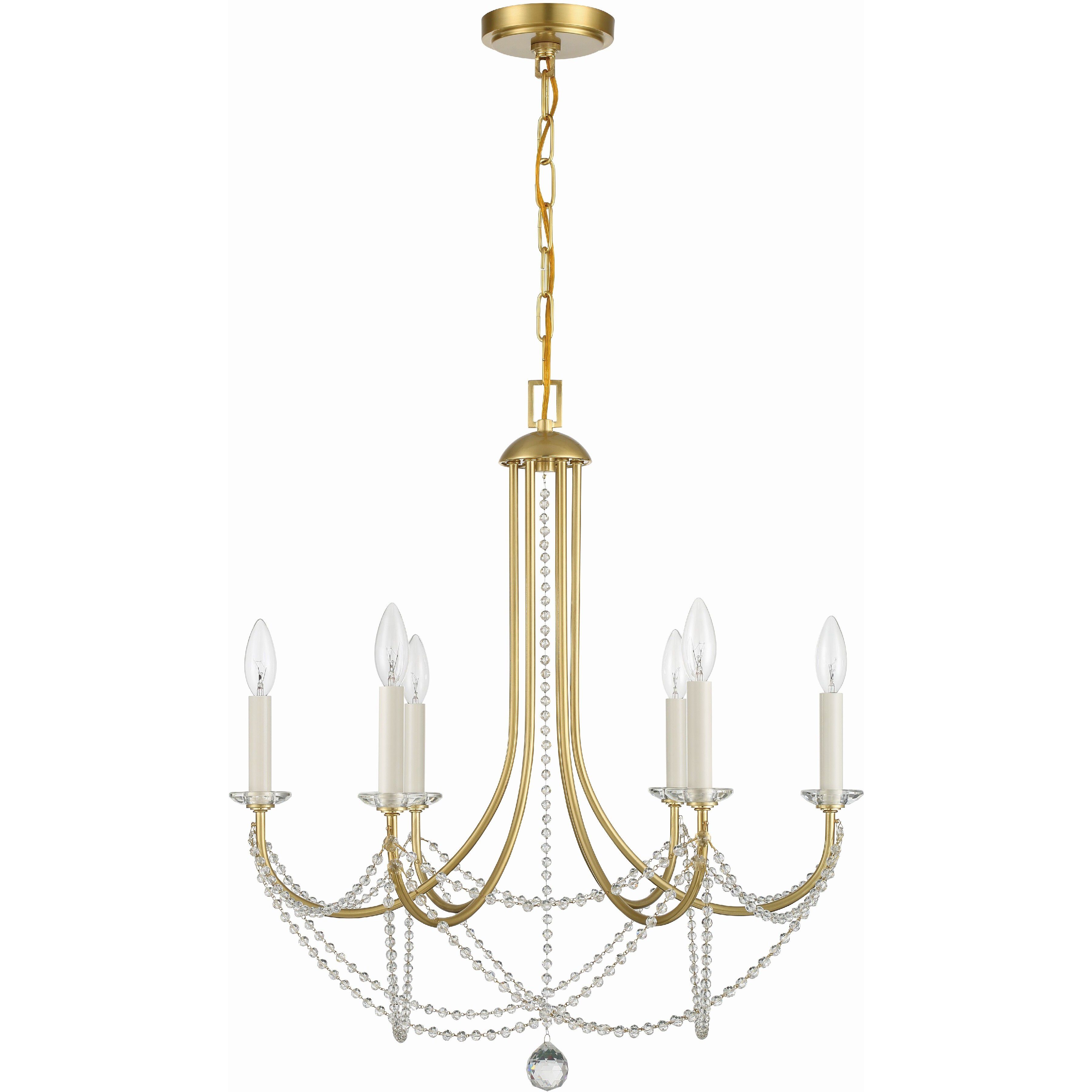 Delilah 6 Light 24 inch Aged Brass Chandelier Ceiling Light