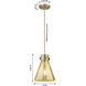 Downtown Urban Newton Cone 1 Light 8 inch Brushed Brass Pendant Ceiling Light in Plated Smoke