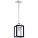 Champlin 1 Light 8 inch Navy with Polished Nickel Accents Pendant Ceiling Light in Navy/Polished Nickel