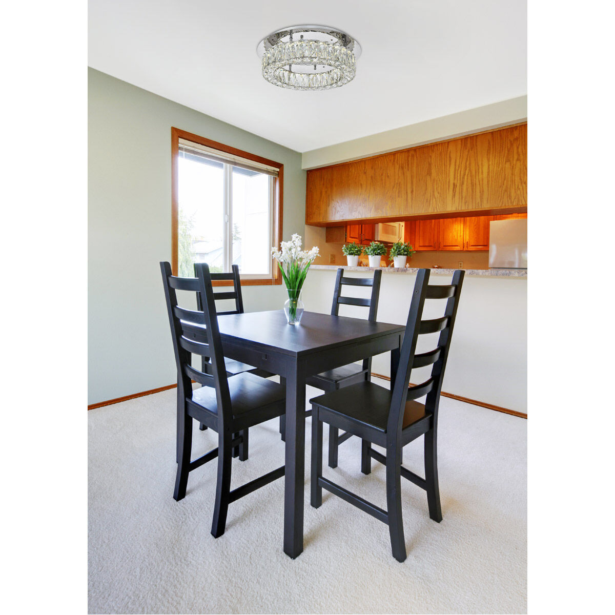 Monroe LED 17.7 inch Chrome Flush Mount Ceiling Light