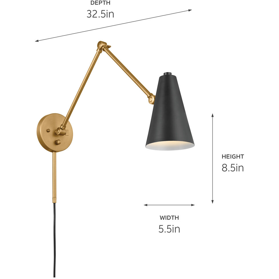 Sylvia 1 Light 5.5 inch Natural Brass Wall Sconce Wall Light