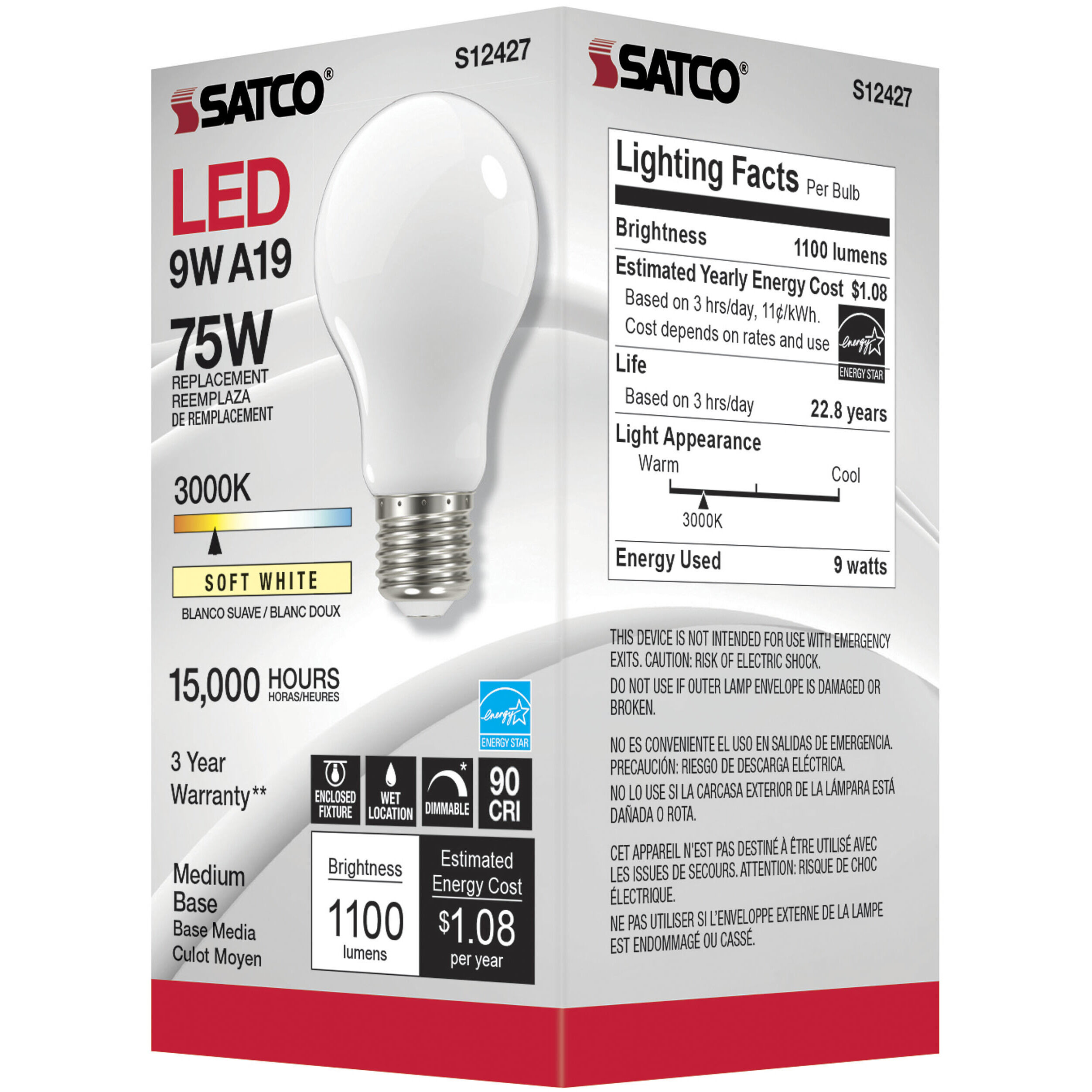 Lumos LED Medium 11.00 watt 120 3000K Light Bulb