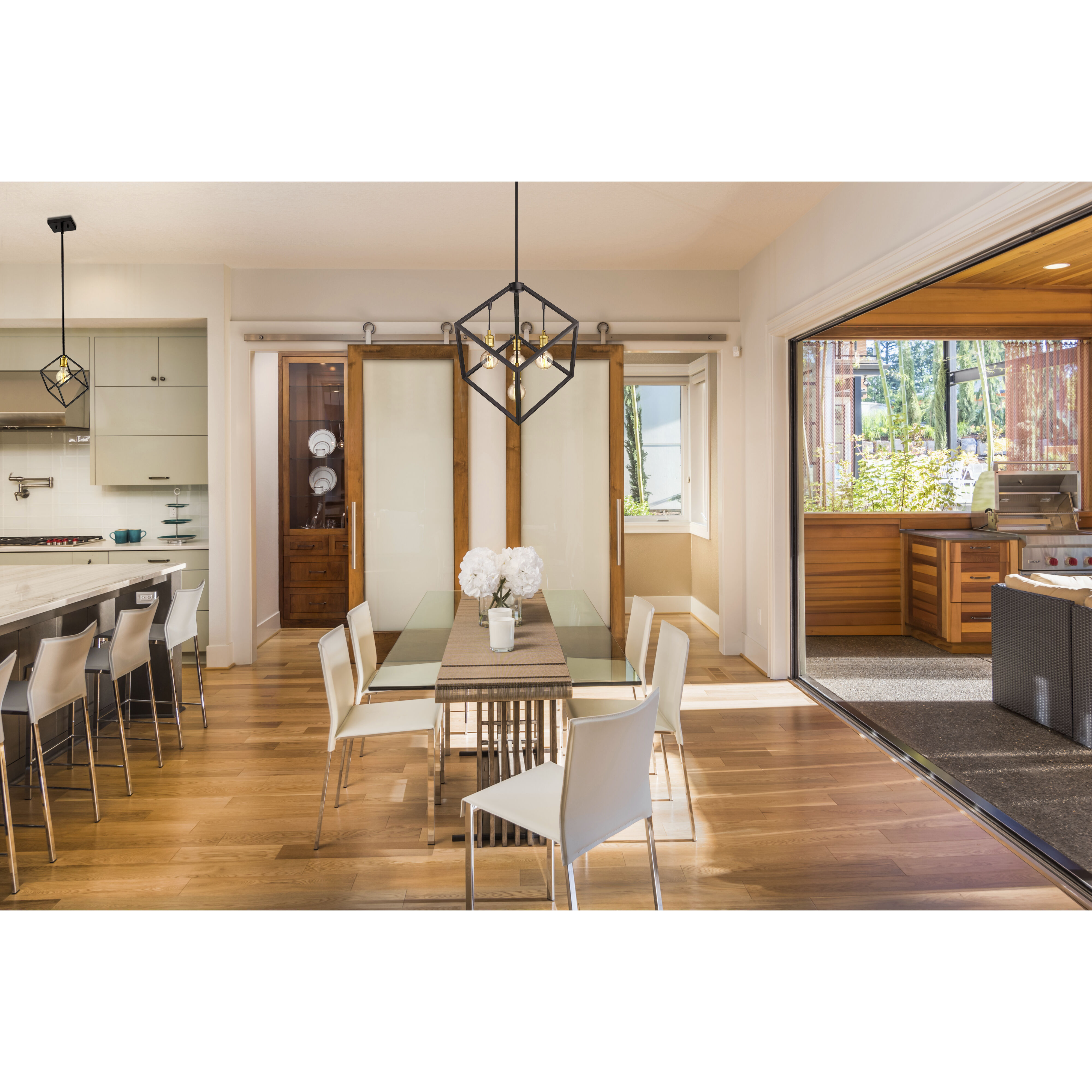 Vertical 4 Light 24 inch Bronze and Olde Brass Chandelier Ceiling Light