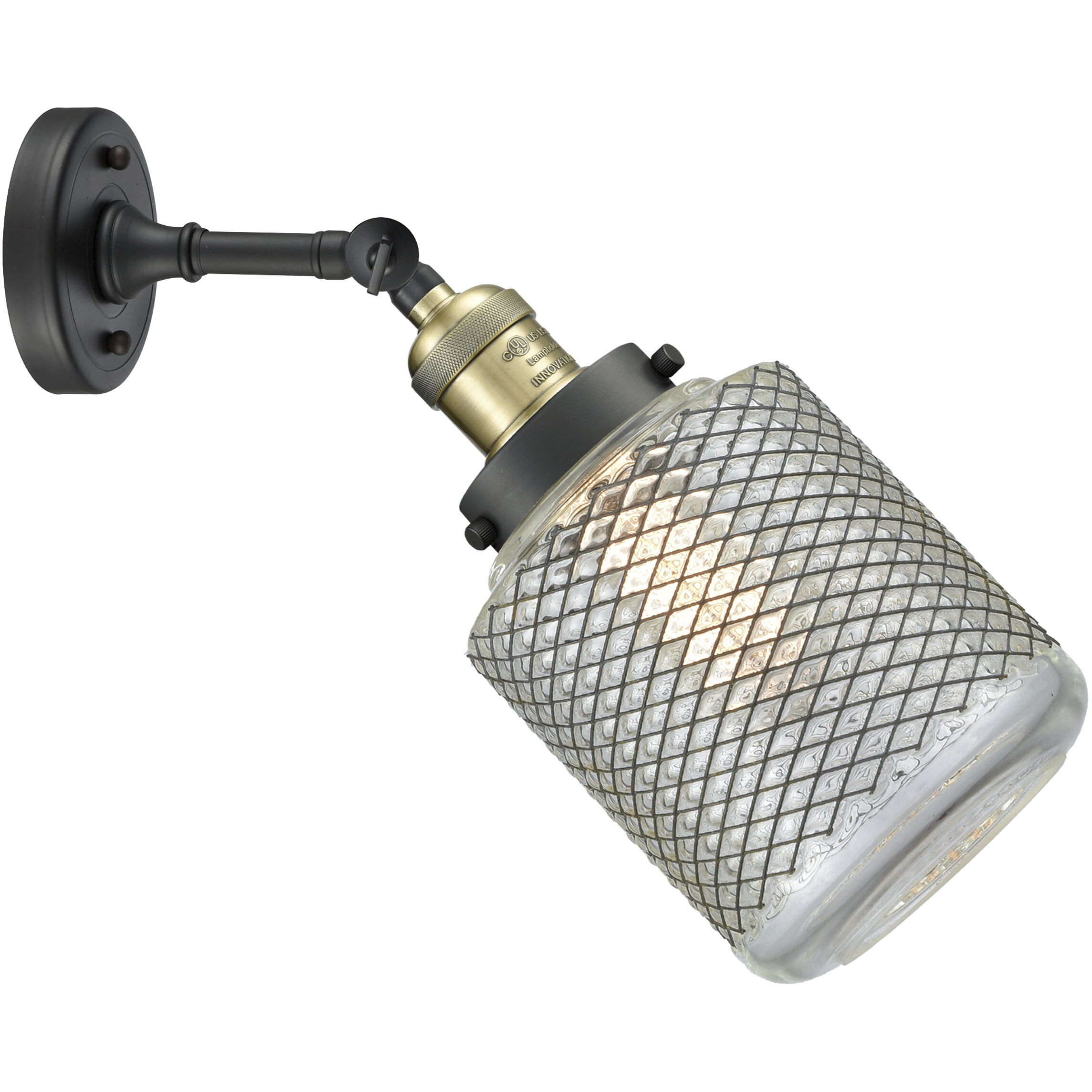 Franklin Restoration Stanton 1 Light 6 inch Black Antique Brass Sconce Wall Light, Franklin Restoration