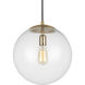 Leo - Hanging Globe 1 Light 14 inch Satin Brass Pendant Ceiling Light