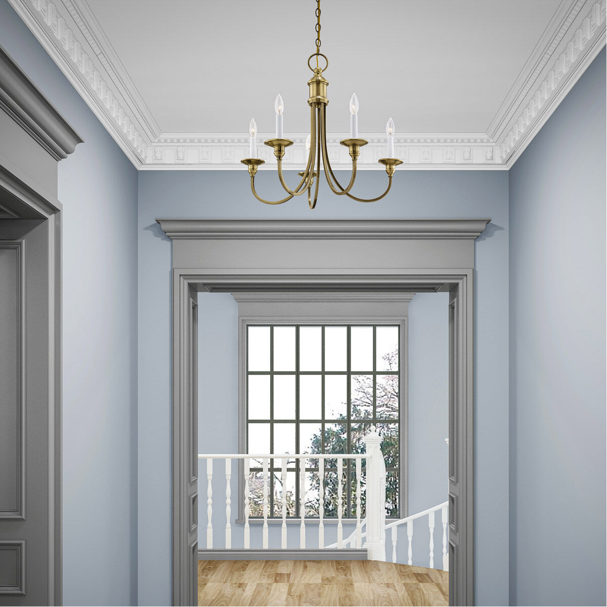 Cranford 5 Light 24 inch Antique Brass Chandelier Ceiling Light