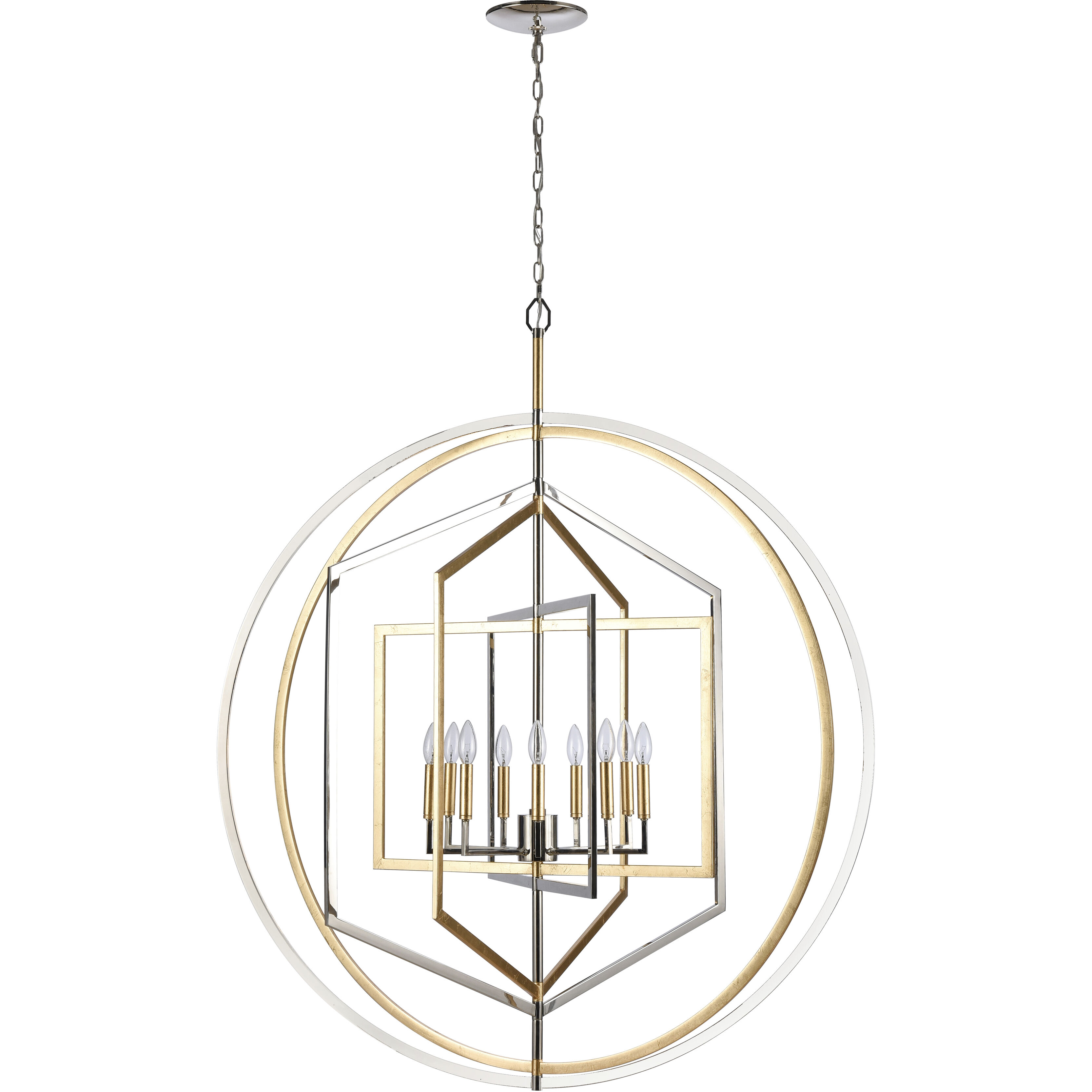 Geosphere 9 Light 46 inch Polished Nickel Chandelier Ceiling Light