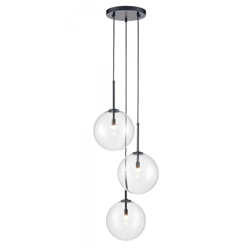 Delilah LED 17 inch Black Multi Port Pendant Ceiling Light in Clear